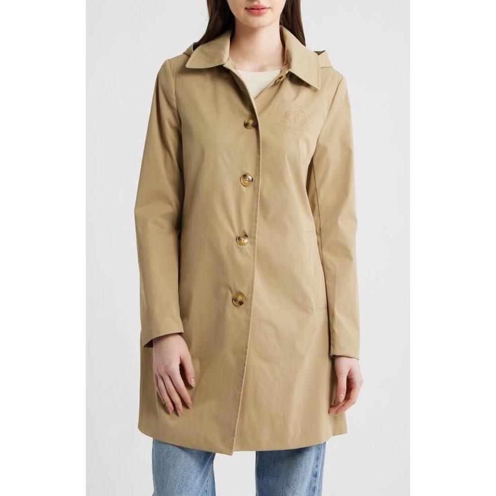 New Lauren Ralph Lauren Crested Hooded Coat In Birch Tan Size L $220 - Picture 4 of 12